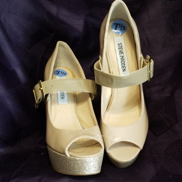 Steve Madden Shoes - Shoes: NWOT Steve Madden Open Toe Heels with Glittered Platform